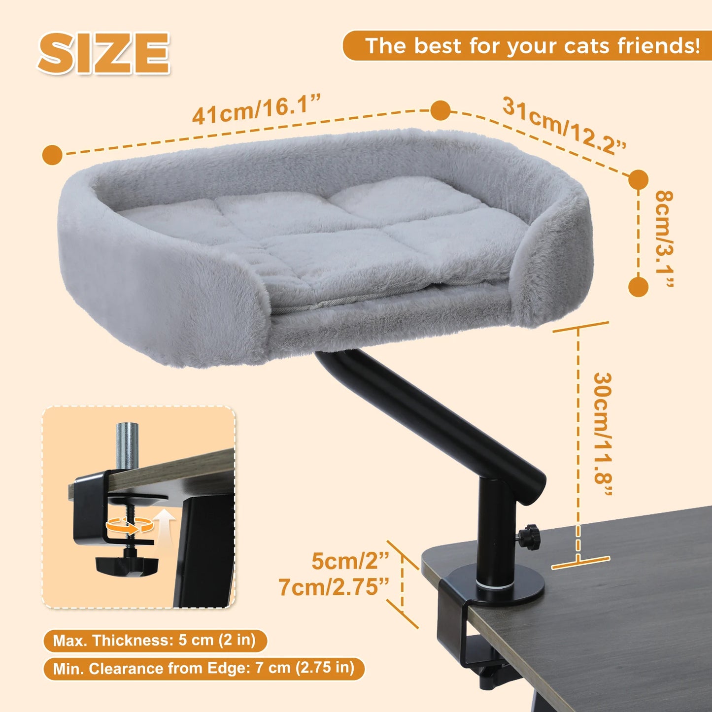 PAWZ Road Cat Desk Bed With Rotating Adjustable Stand