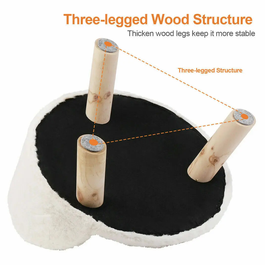 Luxury Plush Cat Bed With Wood Legs And Cushion