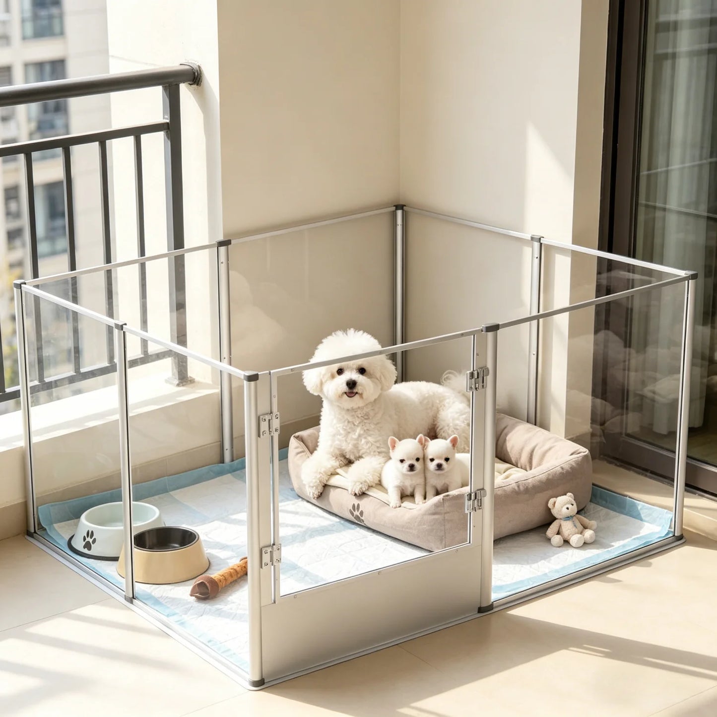 BINGOPAW Acrylic Dog Playpen Fence With Waterproof Pad For Pets
