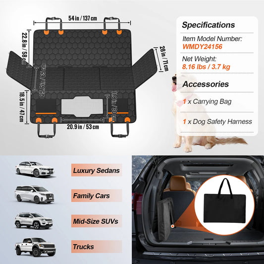 SucceBuy Dog Car Seat Cover With Mesh Window Storage Pockets