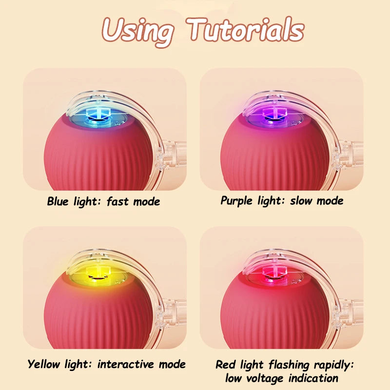 Cat Interactive Ball Toy Automatic Rolling Faux Tail Rechargeable Smart Pet Toy