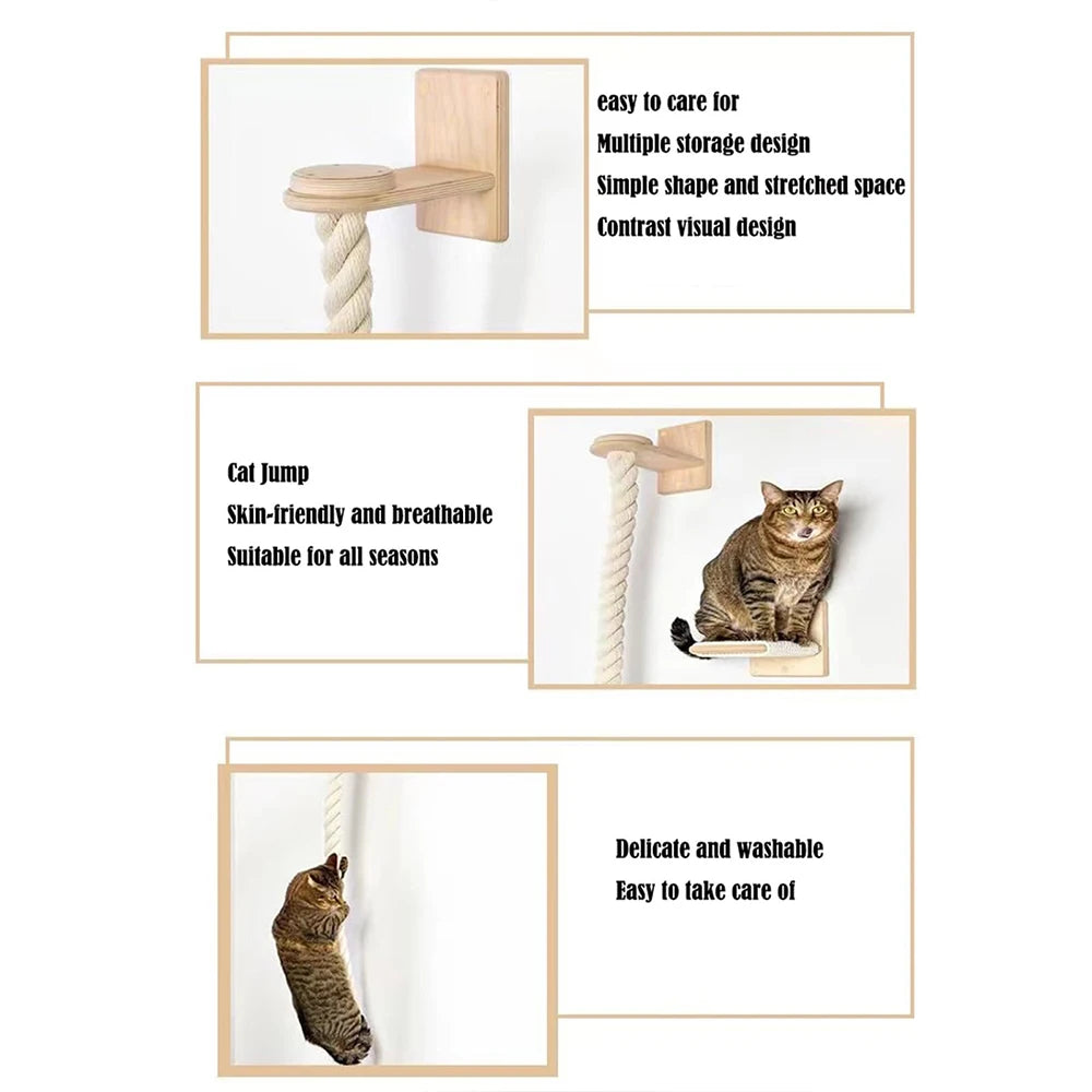 Petravel Cat Climbing Shelf And Rope Tree Wall Scratching Post