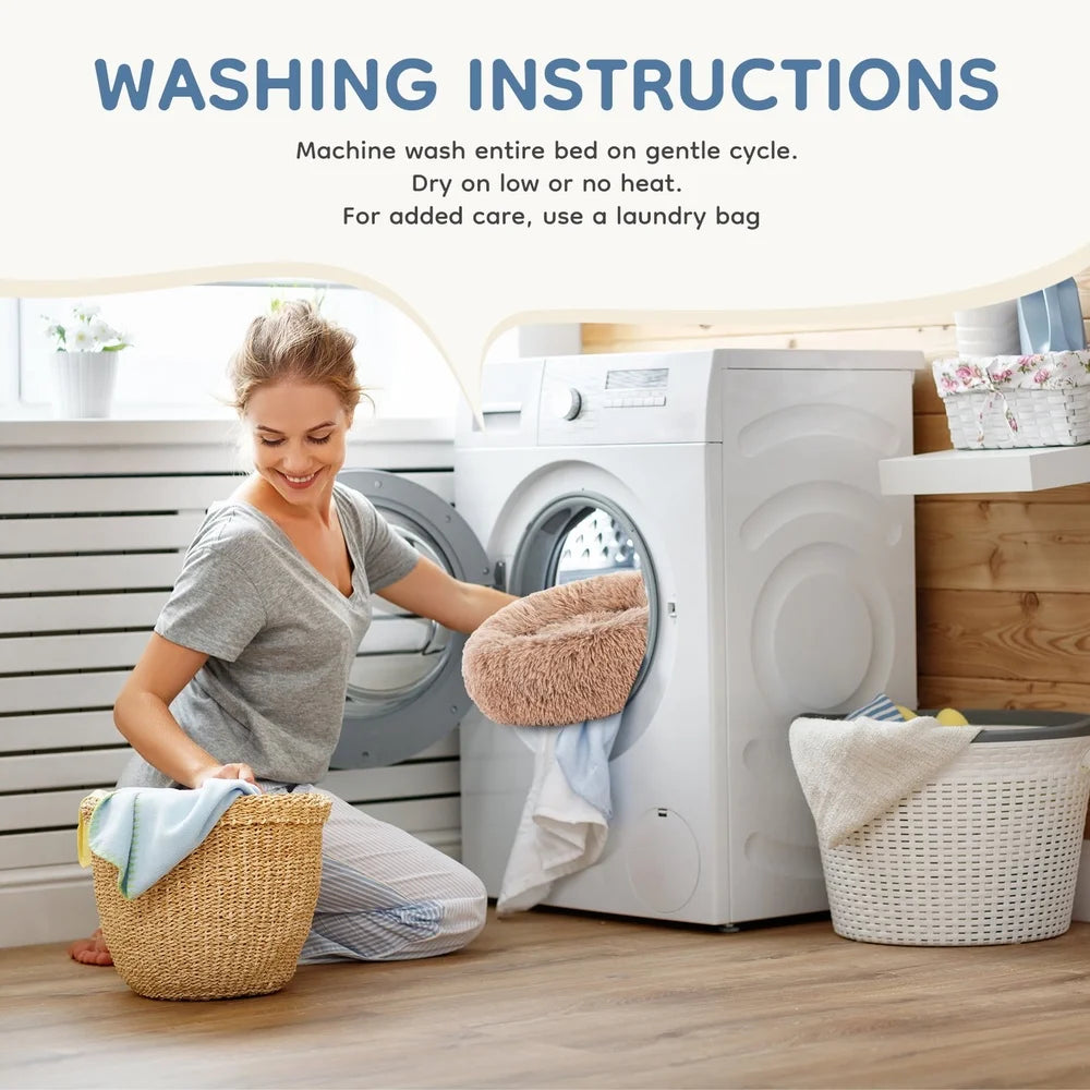 NONECN Cozy Donut Dog Cat Bed Machine Washable Anti Slip