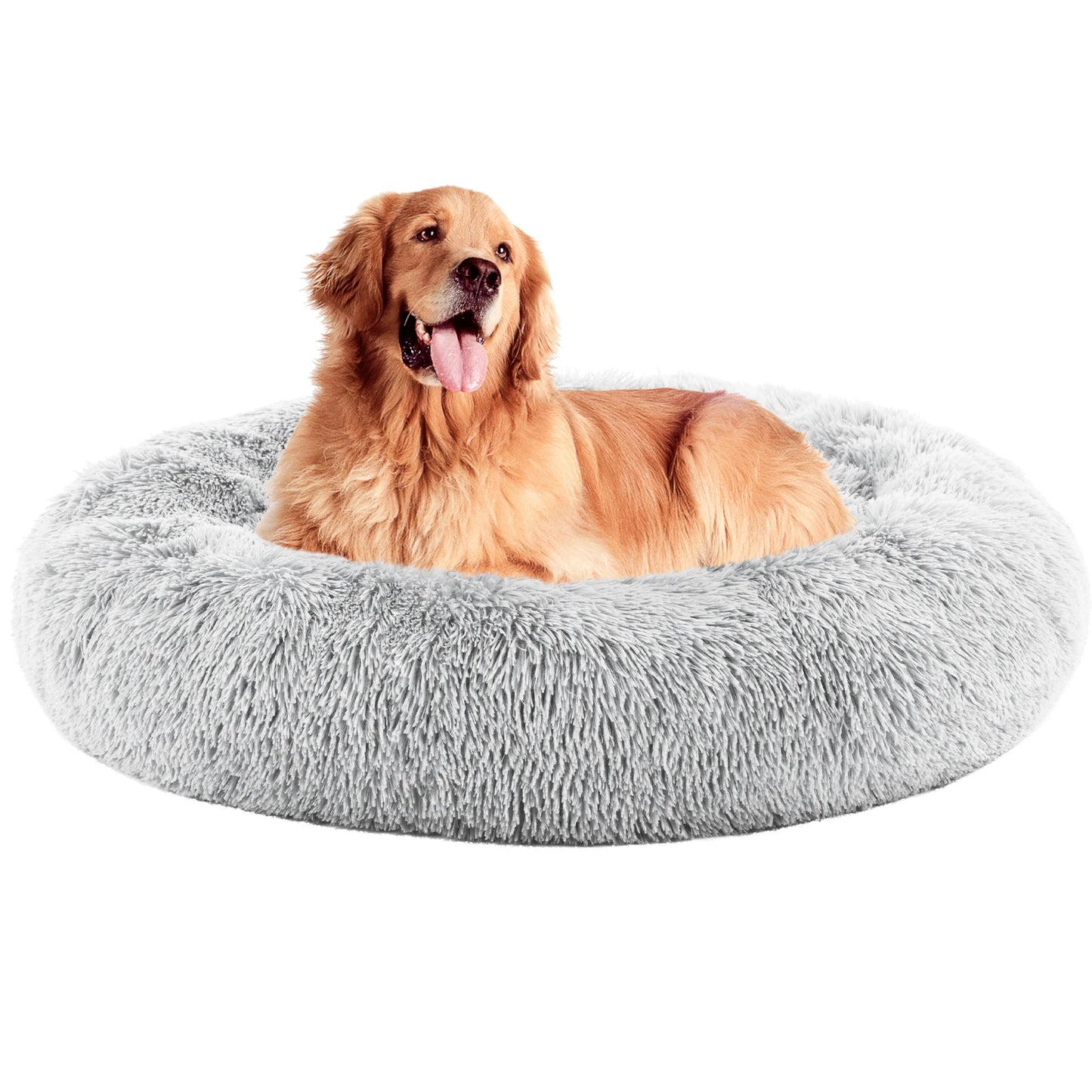 MCQ Round Faux Fur Orthopedic Dog Bed For Indoor Comfort