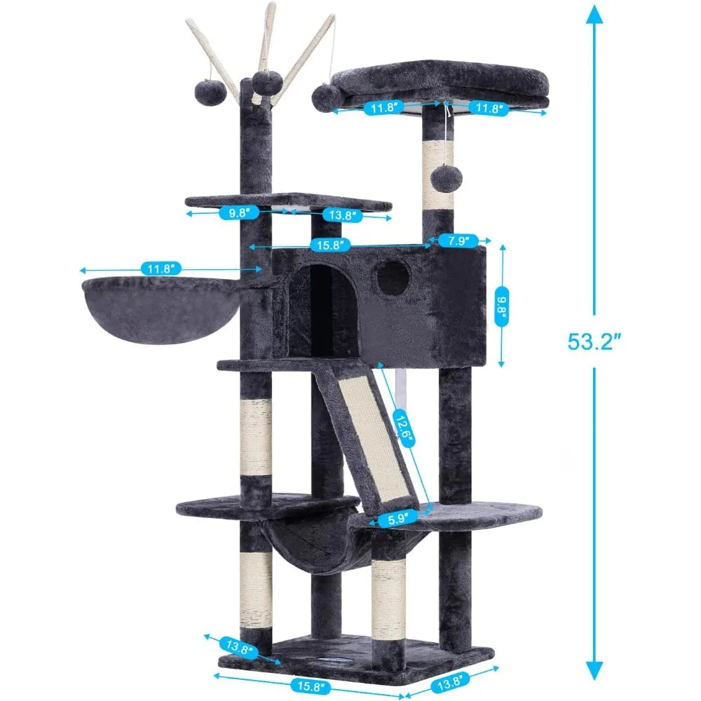 NBVCX Cat Tree Tower With Hammock Condo And Scratching Posts