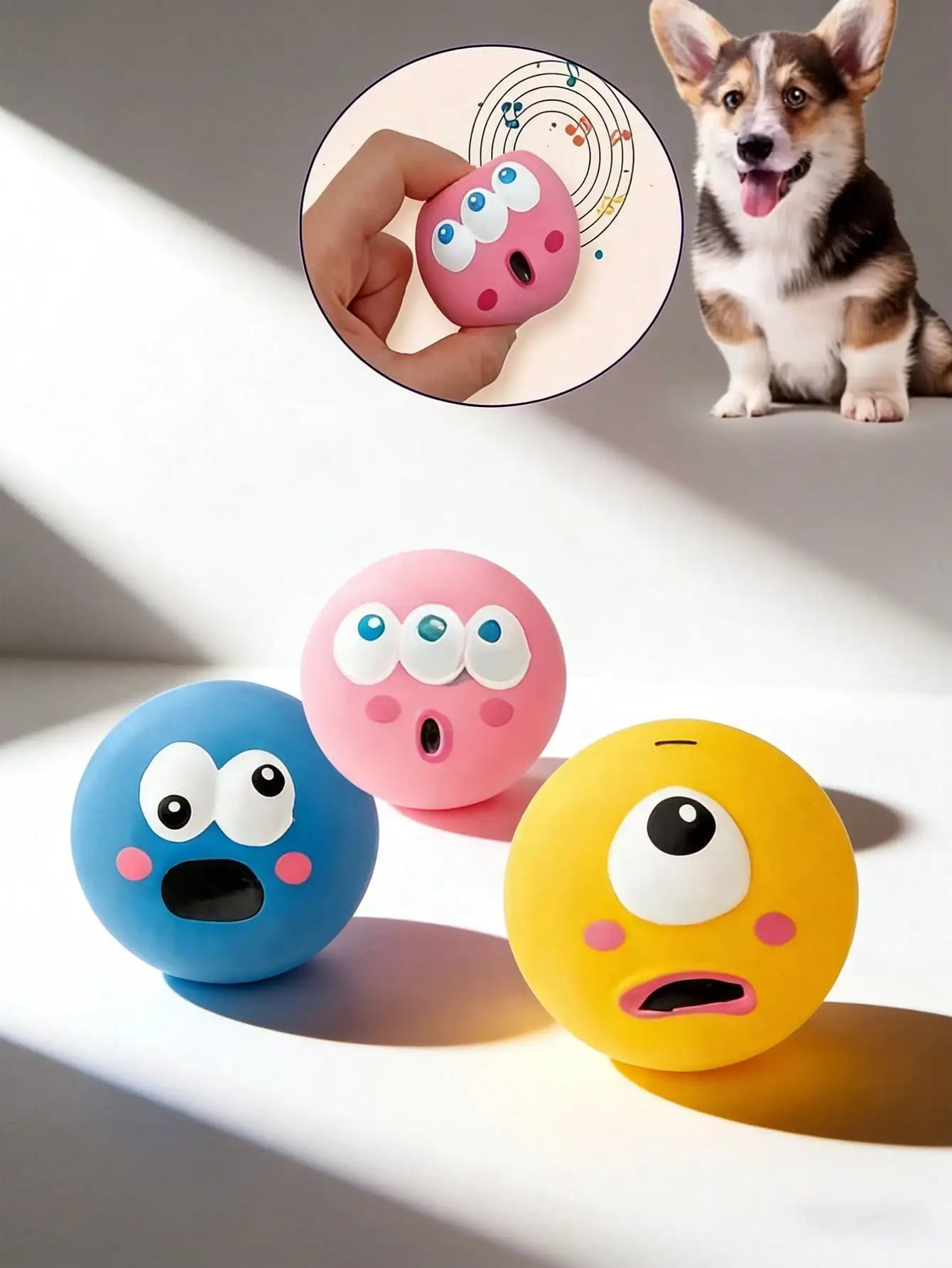 Squeaky Dog Dental Cleaning Ball Interactive Training Toy