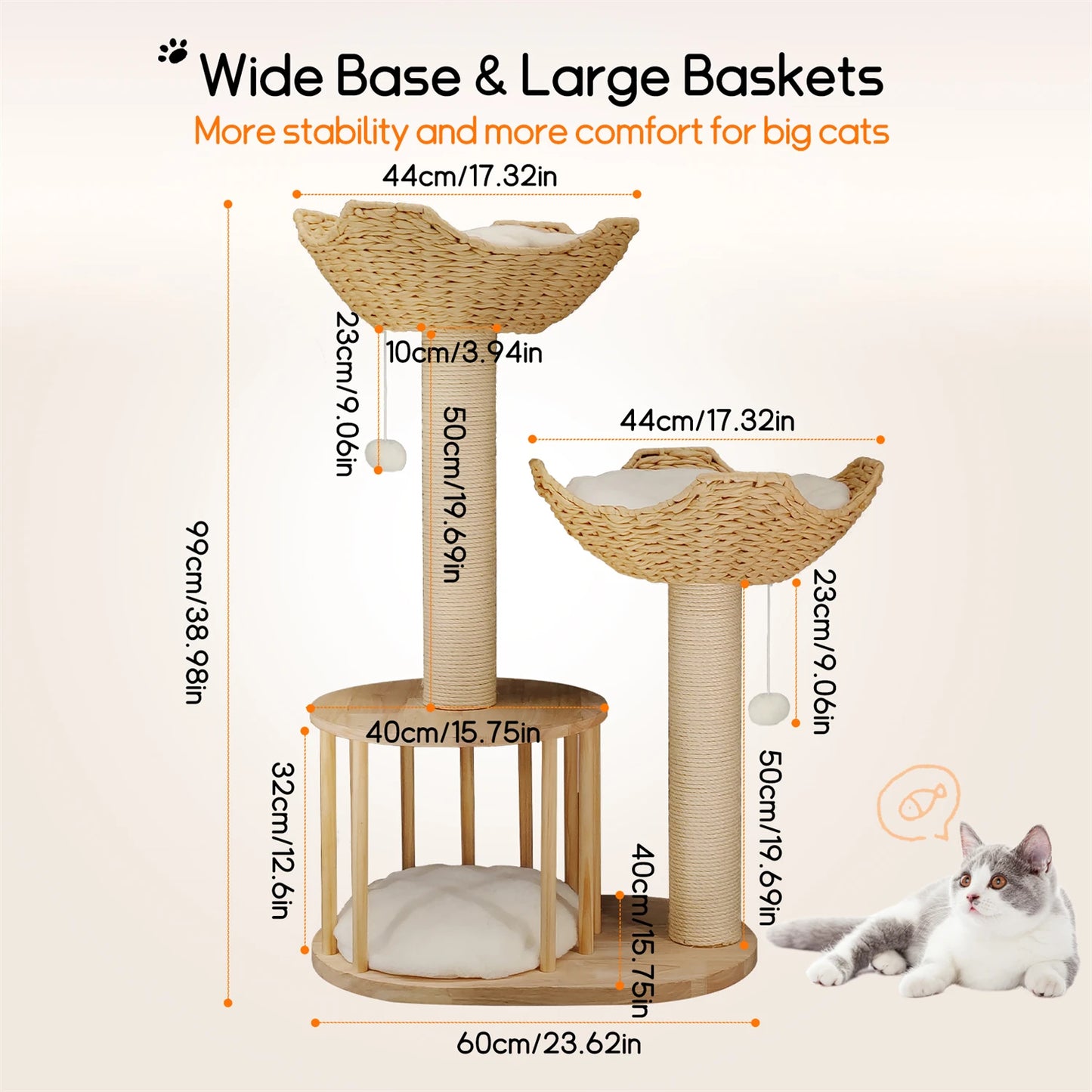 BINGOPAW Three Tier Cat Tree With Plush Cushion