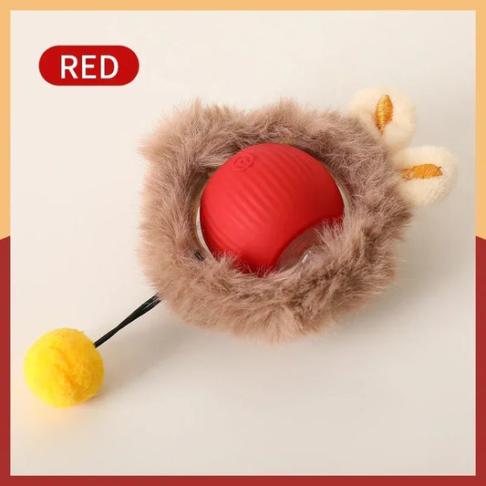 Cat Interactive Ball Toy Automatic Rolling Faux Tail Rechargeable Smart Pet Toy