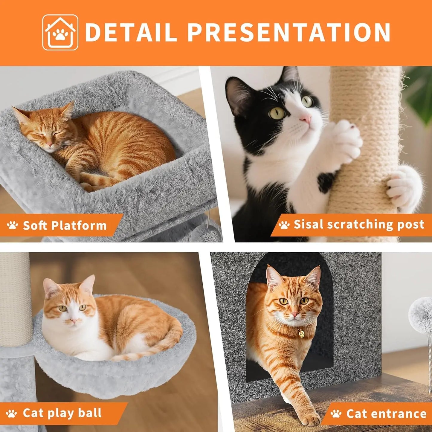 HiMISS Multi Level Cat Villa With Litter Box Scratching Post