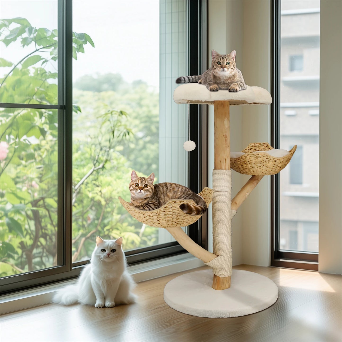 BINGOPAW Modern Cat Tree Activity Tower With Plush Cushion And Toy Ball