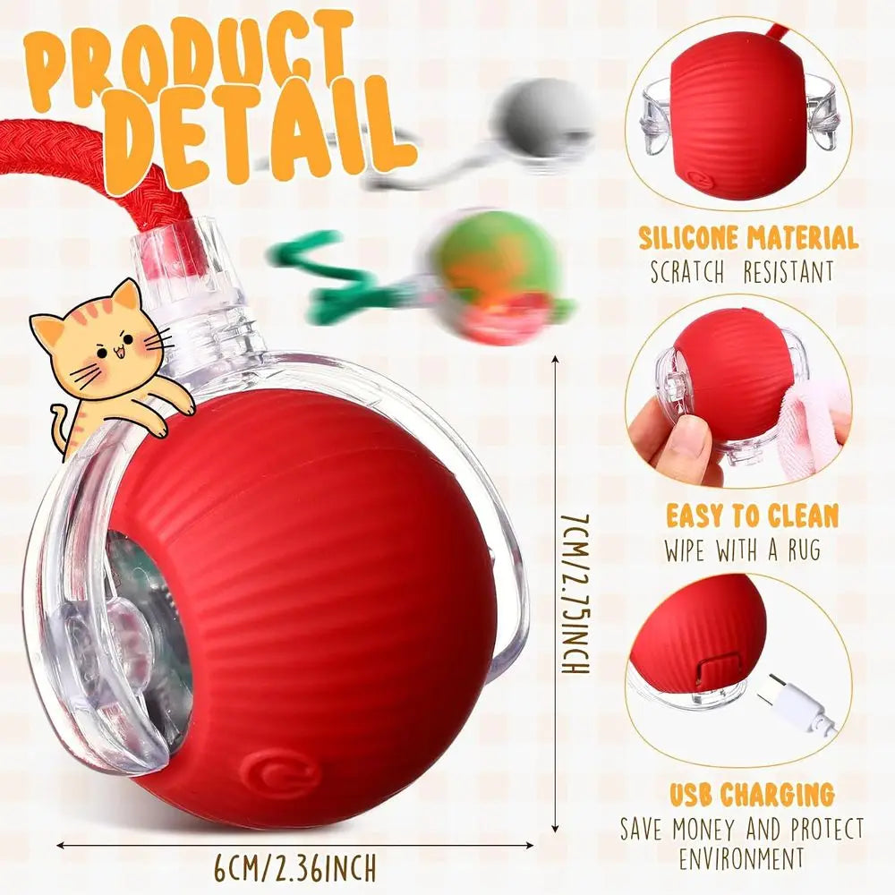 Six Pack Interactive Cat Ball Toy 360 Degree Rolling Ball