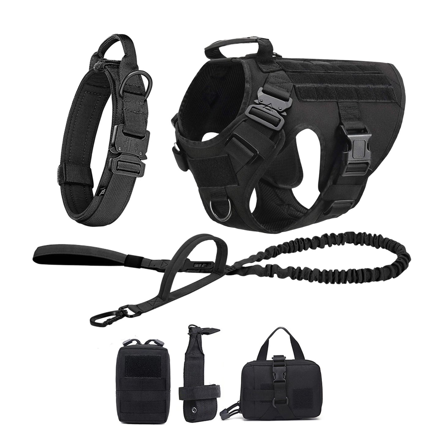 Rugged Tactical Dog Harness Vest With Molle Pouches For Dogs