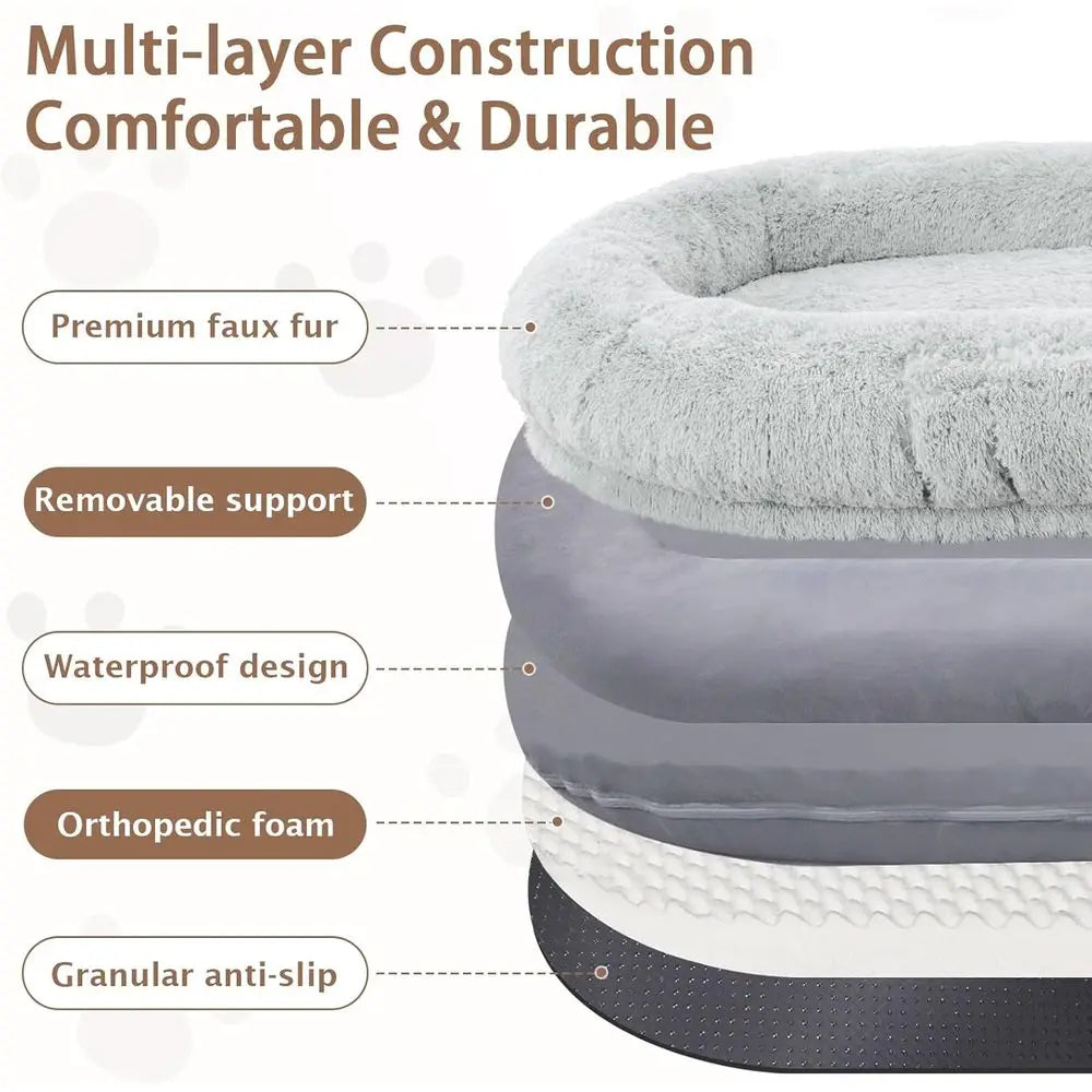 Memory Foam Dog Bed with Pillow Blanket and Strap