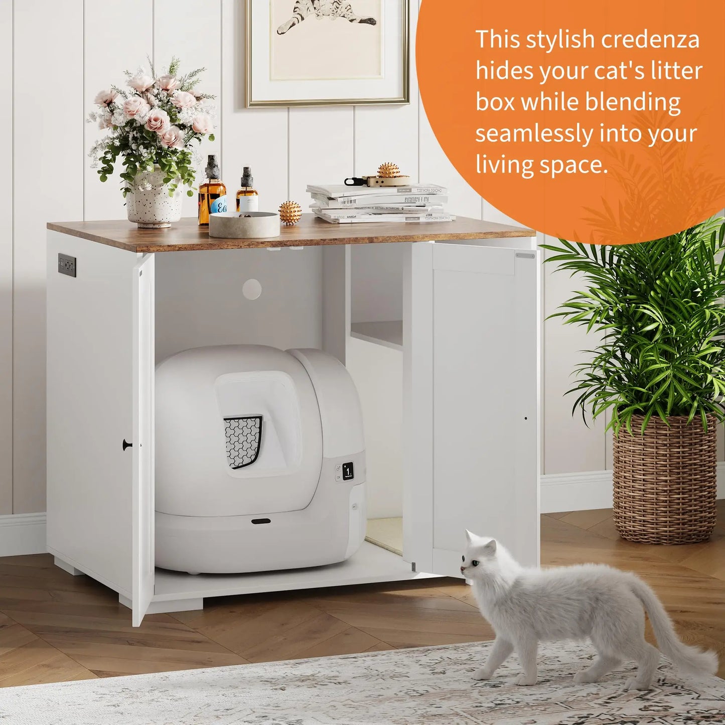 HiMISS Cat Litter Enclosure For Litter Robot 3 4 With Litter Collector