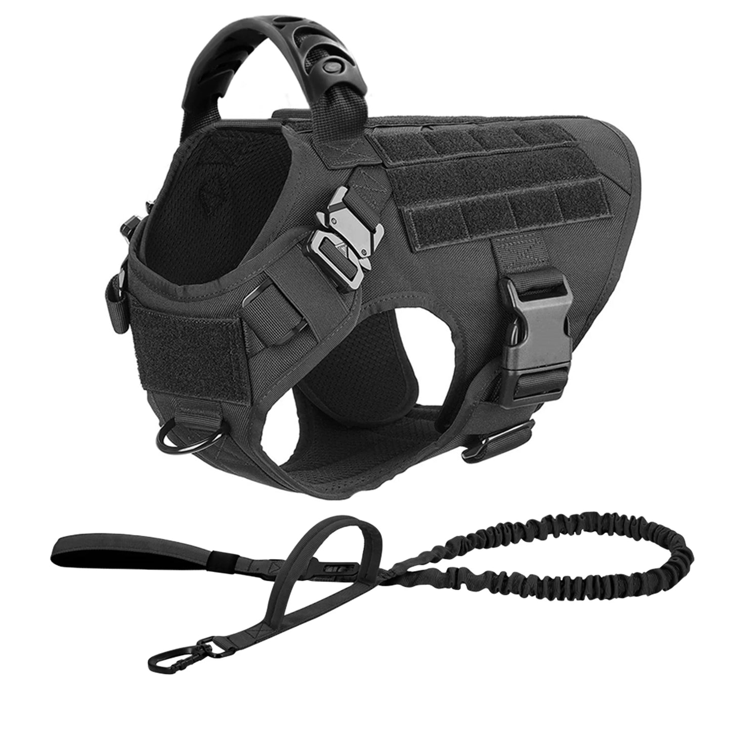 Tactical Dog Harness Leash Set For Large Dogs Vest Handle