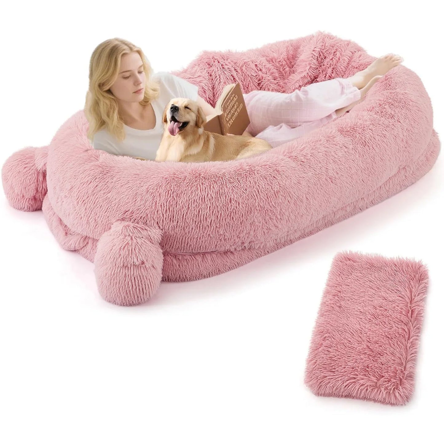 HiMISSCN Dog Bed With Removable Cover Blanket And Storage Pockets