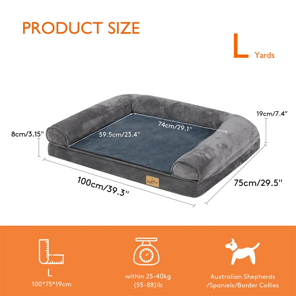 BORWARTCN Calming Orthopedic Memory Foam Dog Bed With Waterproof Cover