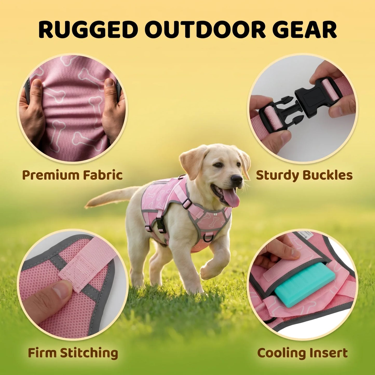Dog Cooling Vest Harness Jacket With Freeze Activated Packs