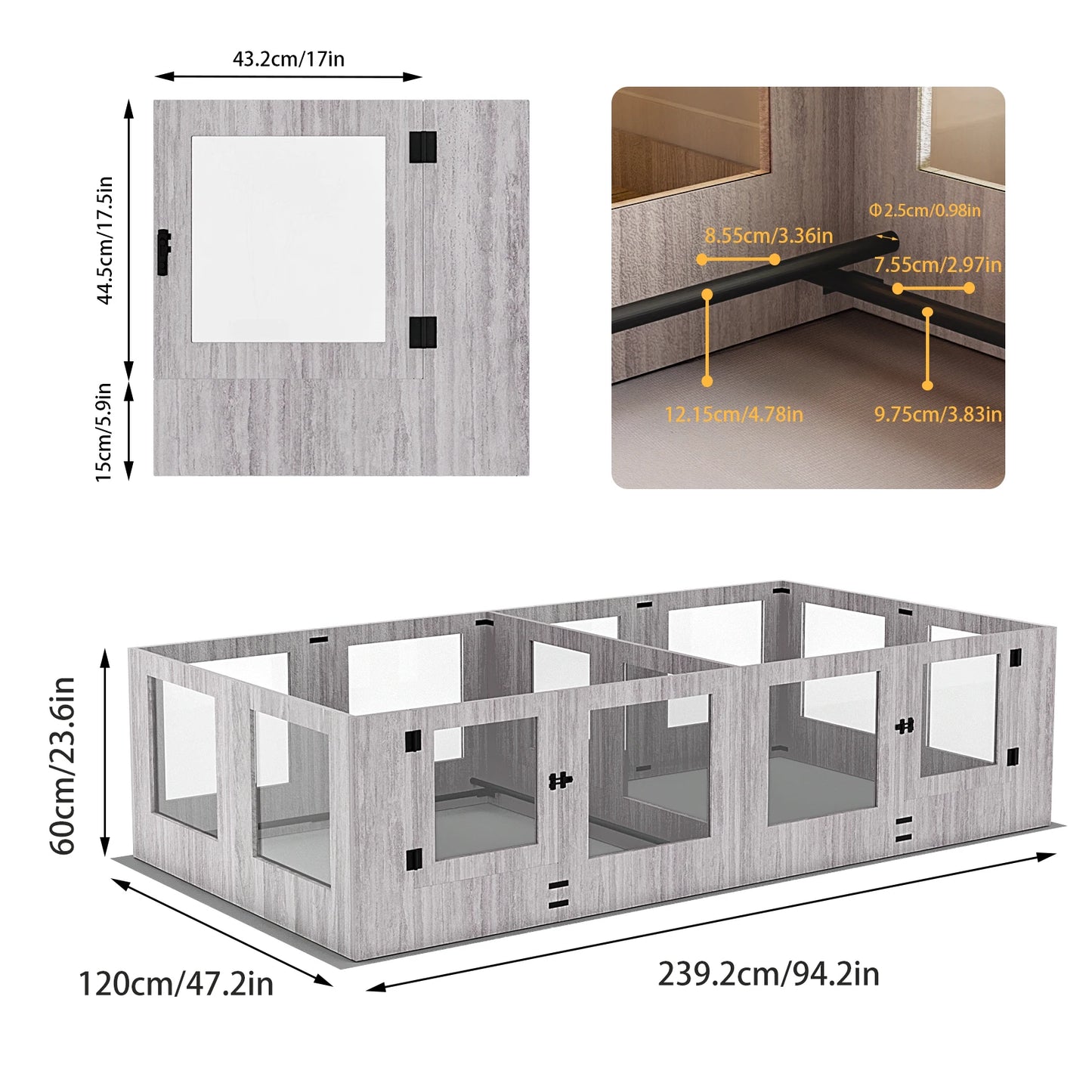 BINGOPAW Tempered Glass Dog Playpen Whelping Fence Waterproof Pad