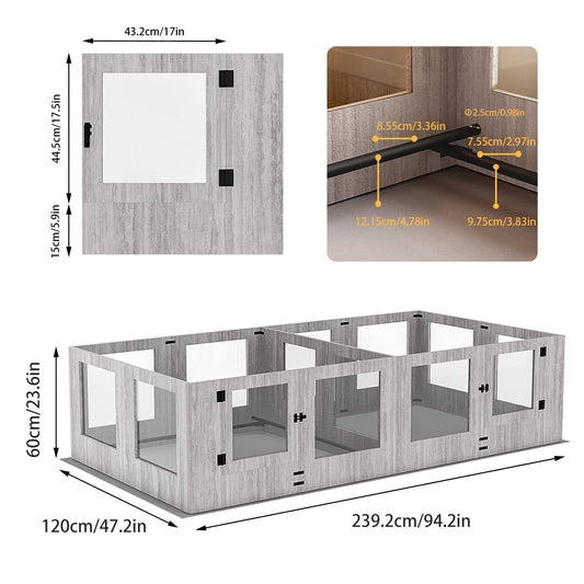 BINGOPAW Tempered Glass Dog Playpen Whelping Fence Waterproof Pad
