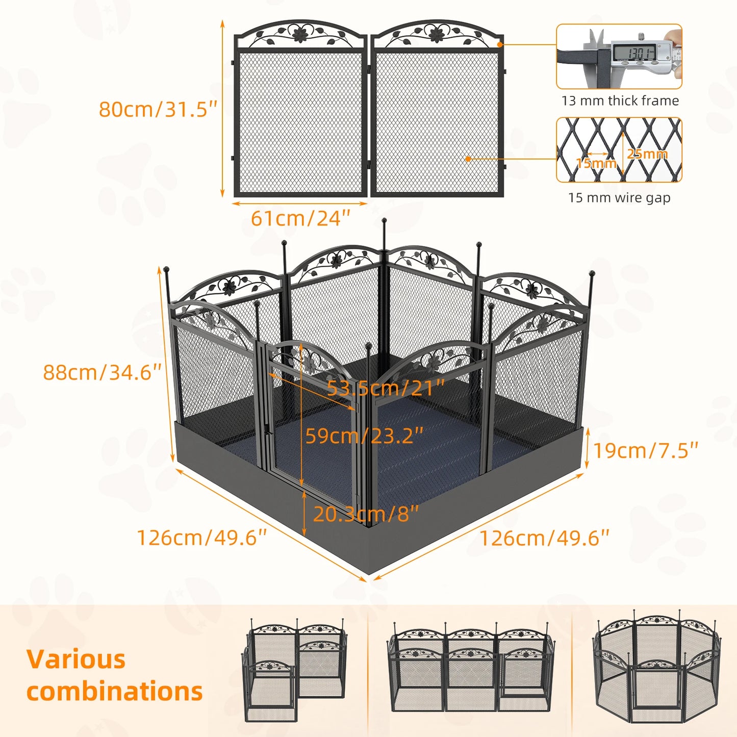 BINGOPAW Metal Dog Playpen Foldable Heavy Duty Whelping Fence