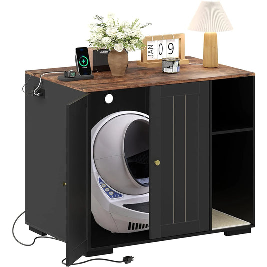 HiMiss Wooden Cat Litter Enclosure For Automatic Litter Robot Systems