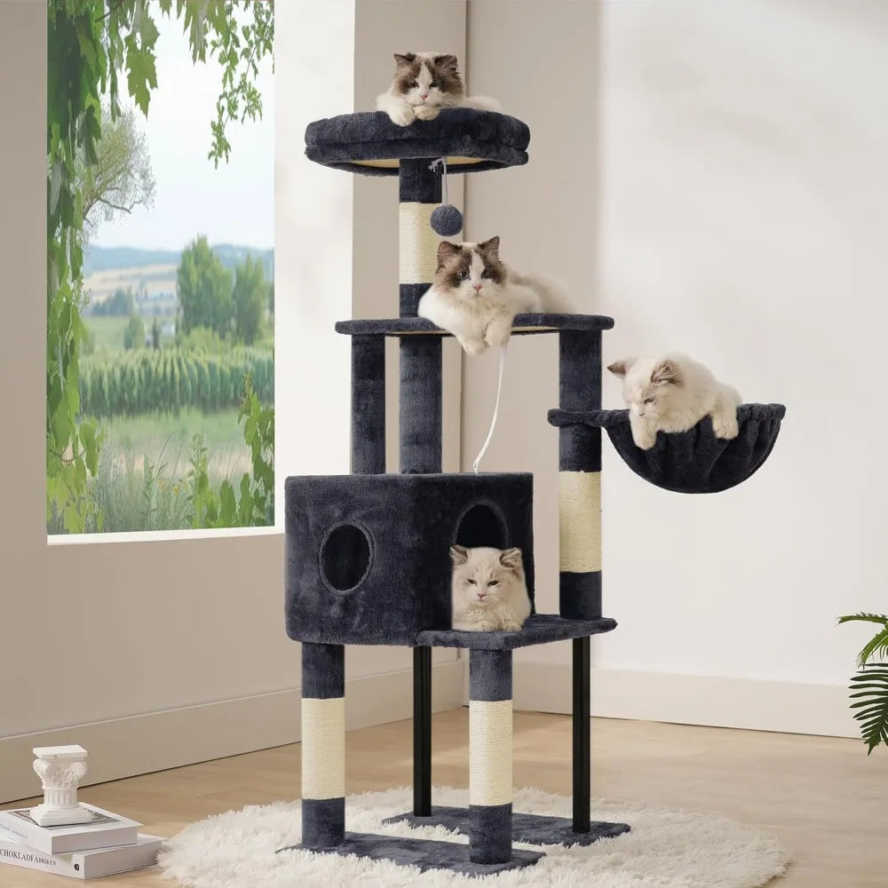 NBVCX Multi Level Cat Tower With Hidden Condo Sisal Posts