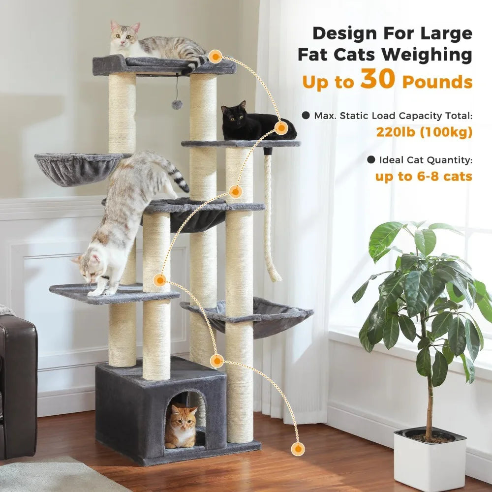 Heavy Duty Cat Tree With Cat Condo And Scratching Posts