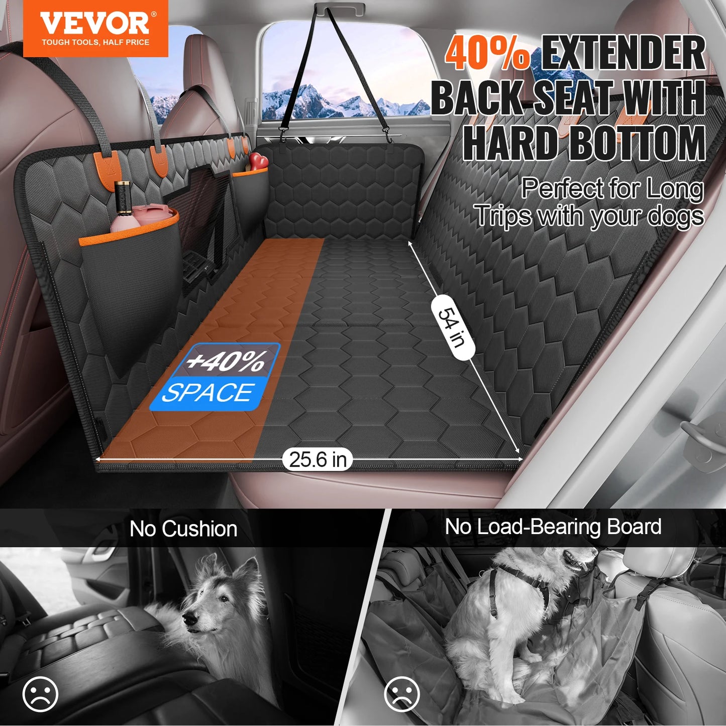 SucceBuy Dog Car Seat Cover With Mesh Window Storage Pockets