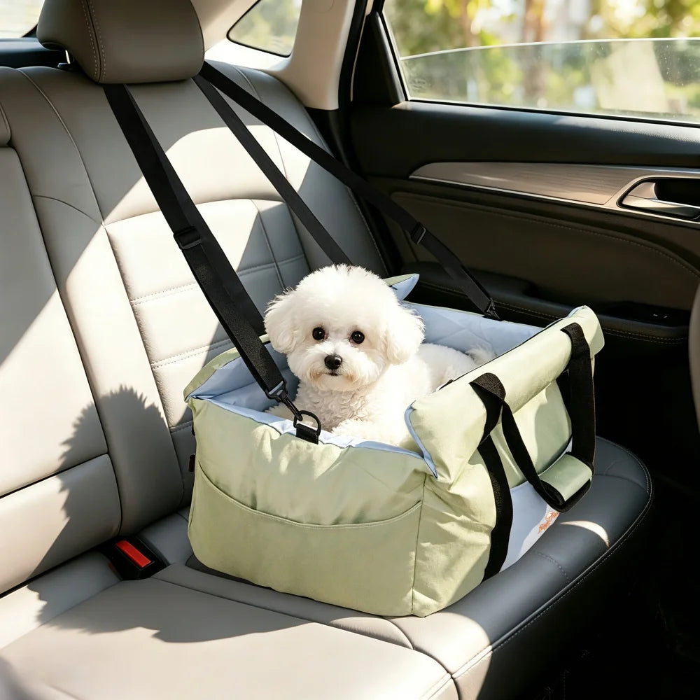 Borwart Portable Dog Car Seat With Safety Belt And Washable Cover