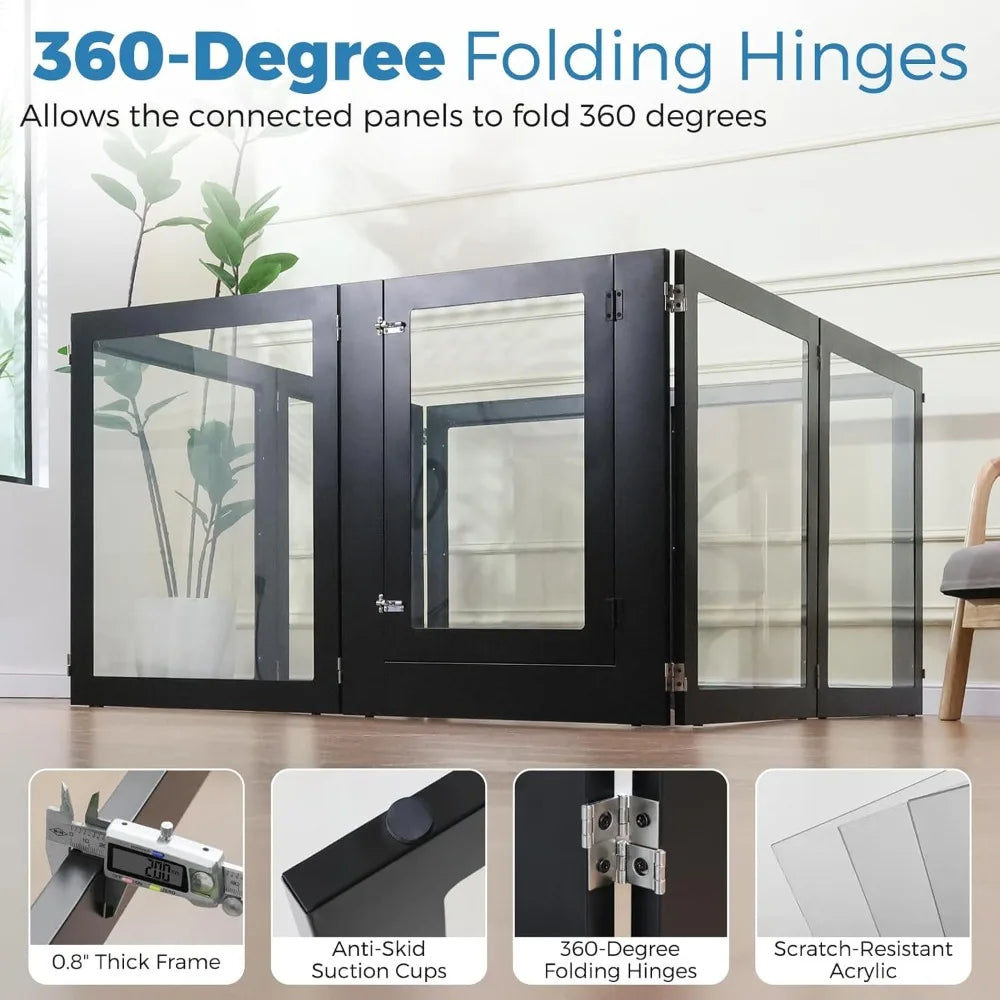 Clear Acrylic Dog Playpen With Metal Frame Enclosure