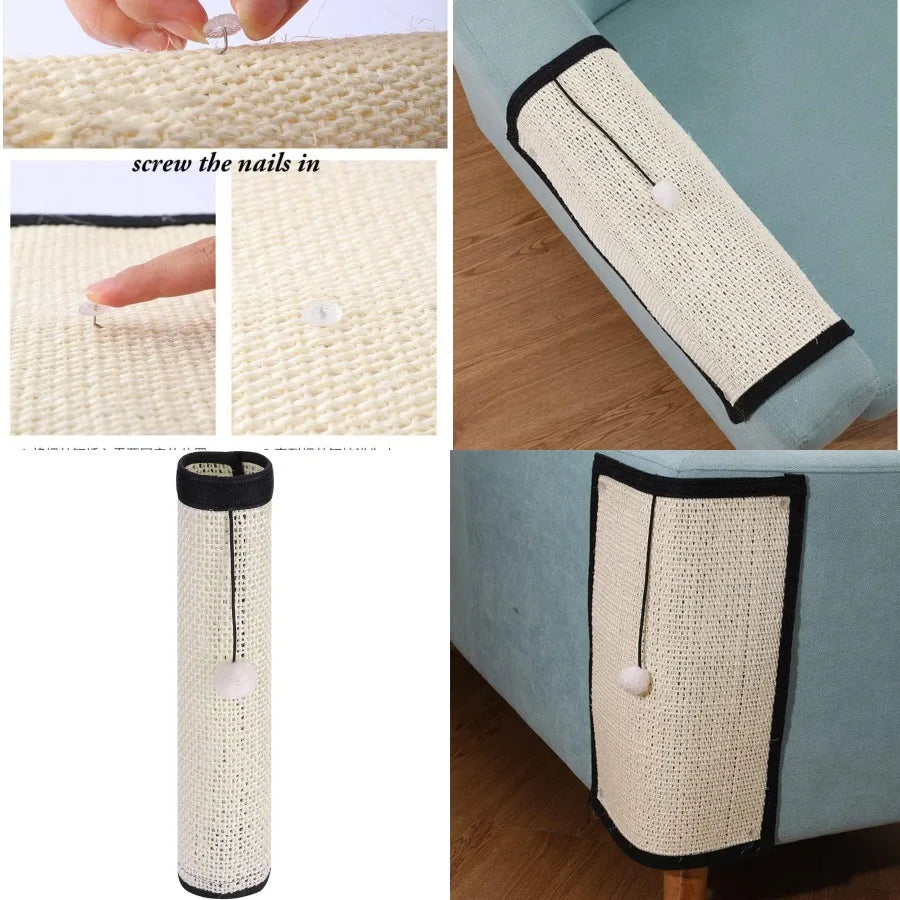 Heavy Duty Cat Scratching Mat Natural Sisal Surface Couch Guard