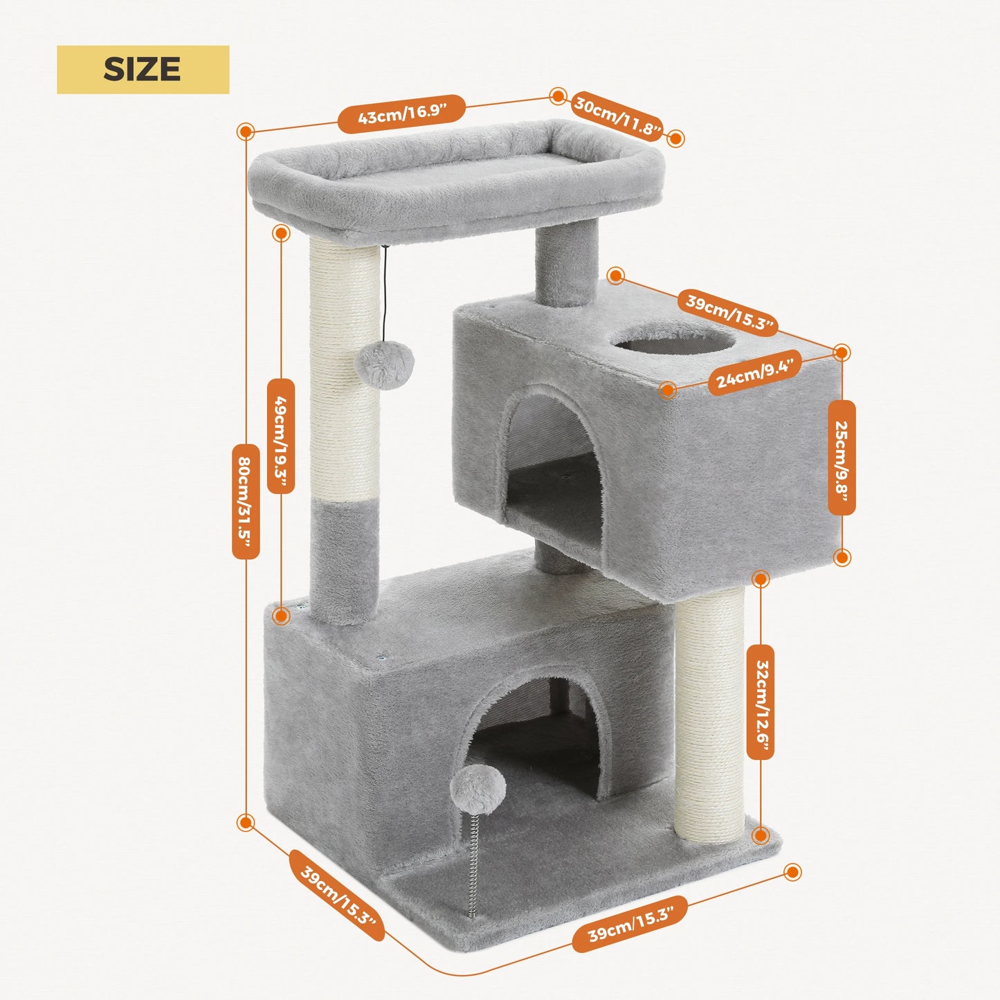 PAWZ Road Cat Tree With Condos And Sisal Scratching Pad