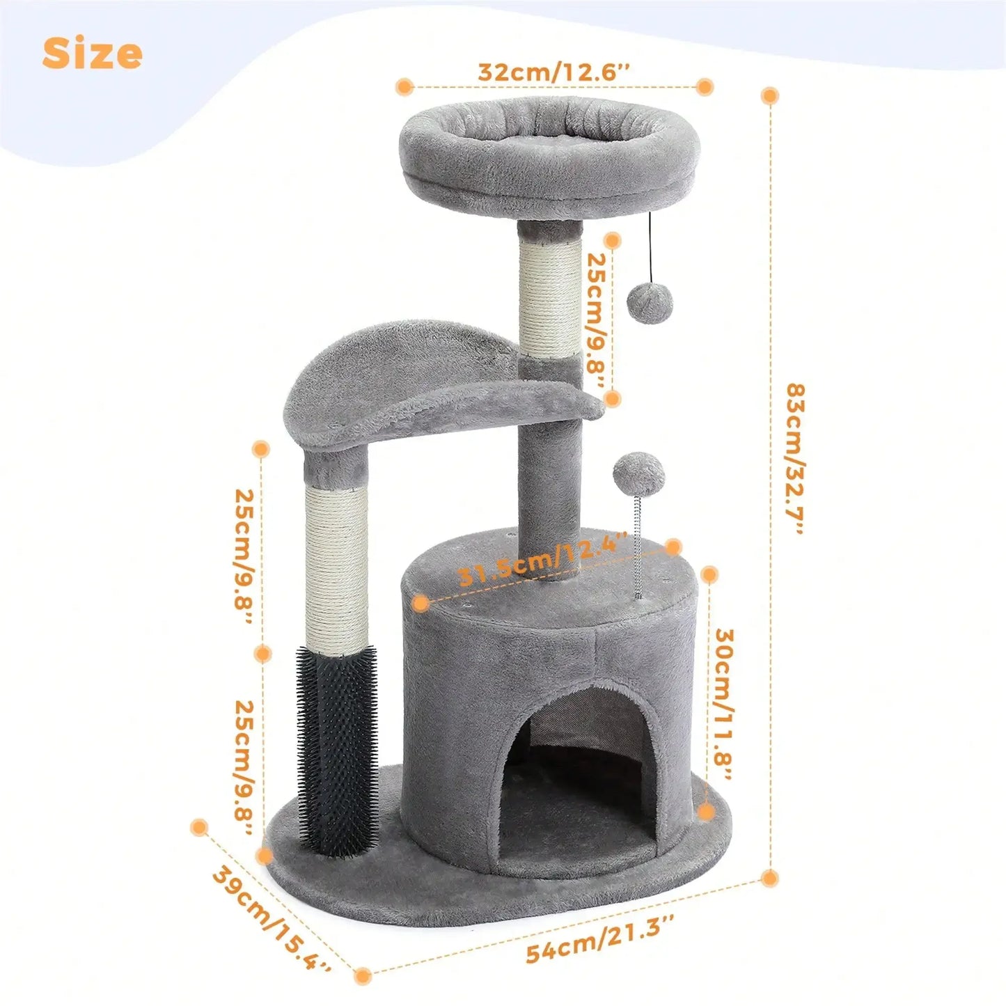 Cat Tree Tower With Self Groomer And Sisal Scratching Post