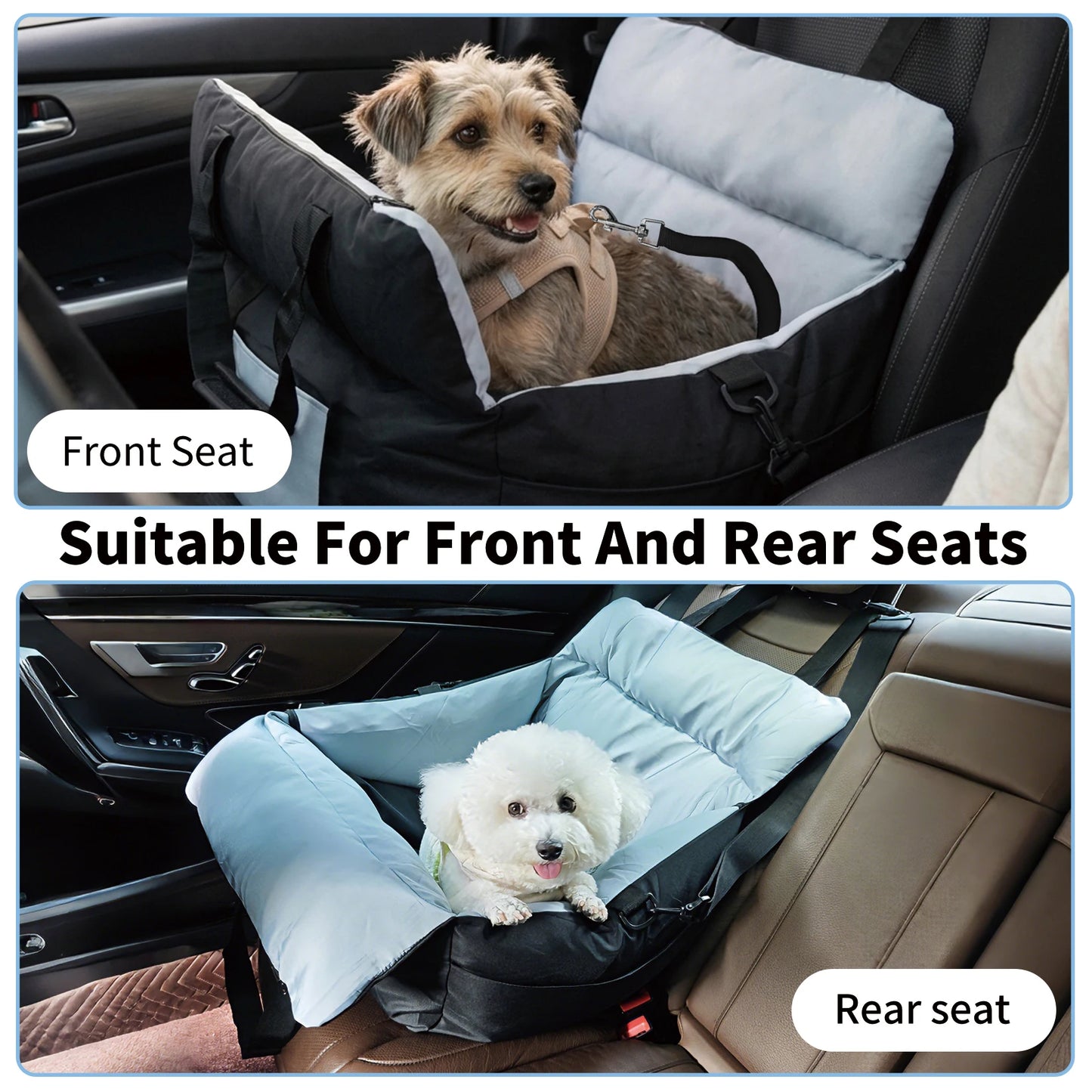 Borwart Portable Dog Car Seat With Safety Belt And Washable Cover