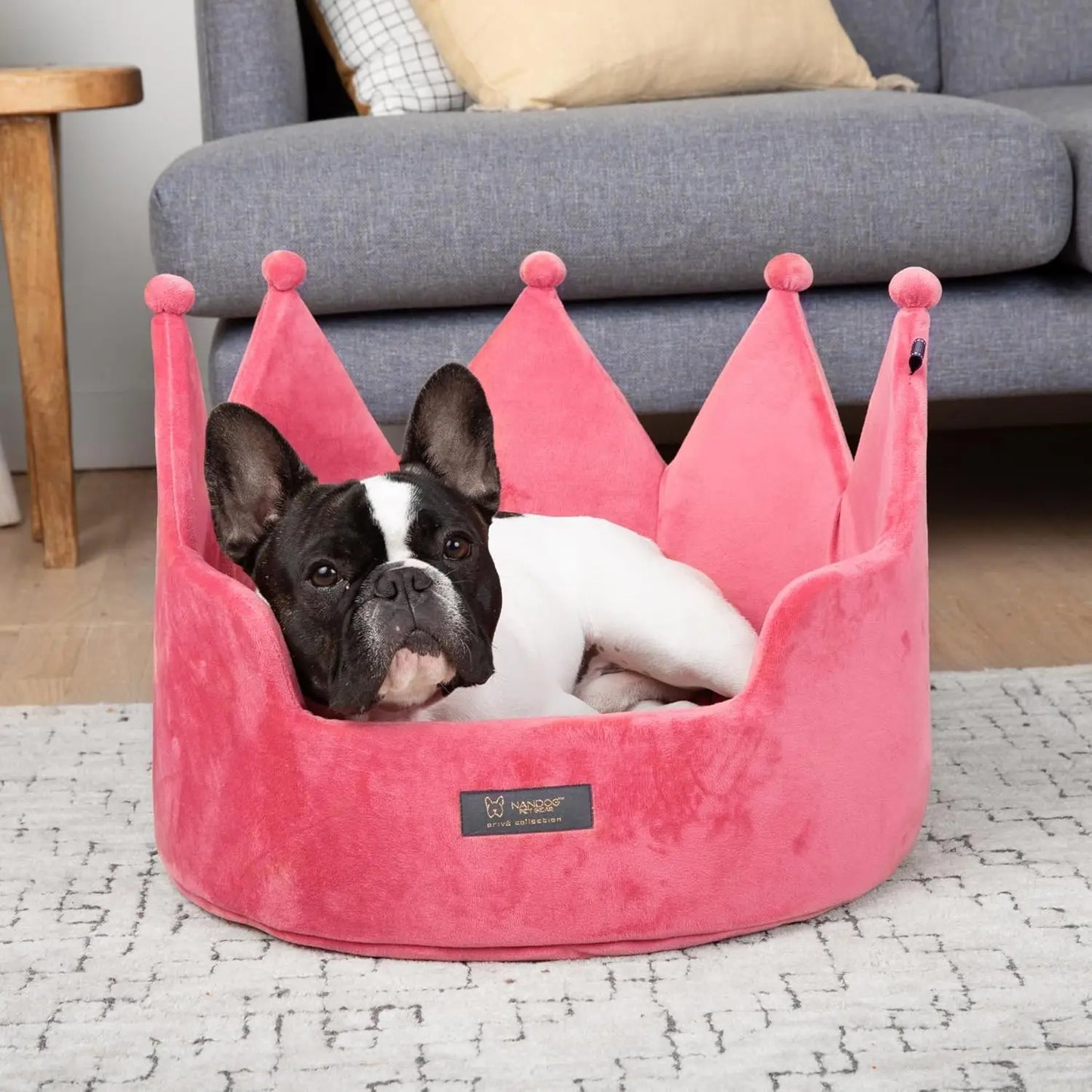 Crown Shaped Plush Pet Bed for Dogs and Cats Washable