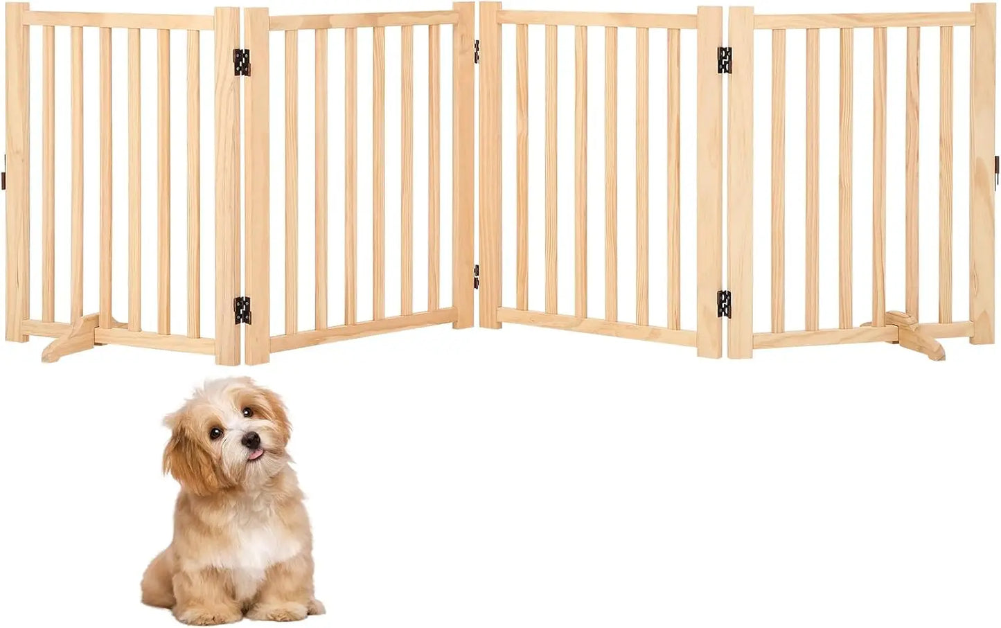 HiMISS Freestanding Wooden Dog Gate Foldable for Doorways and Stairs
