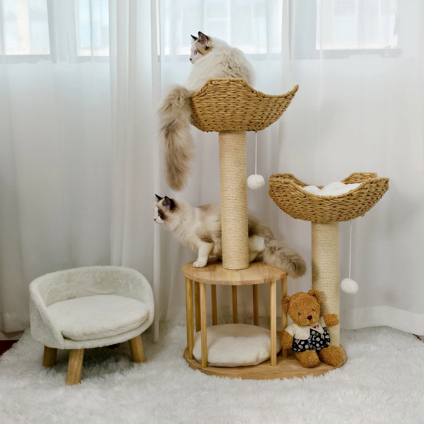 BINGOPAW Three Tier Cat Tree With Plush Cushion