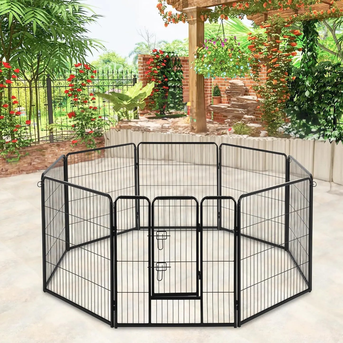 Heavy Duty Dog Playpen 8 Panels Rust Resistant Metal Fence