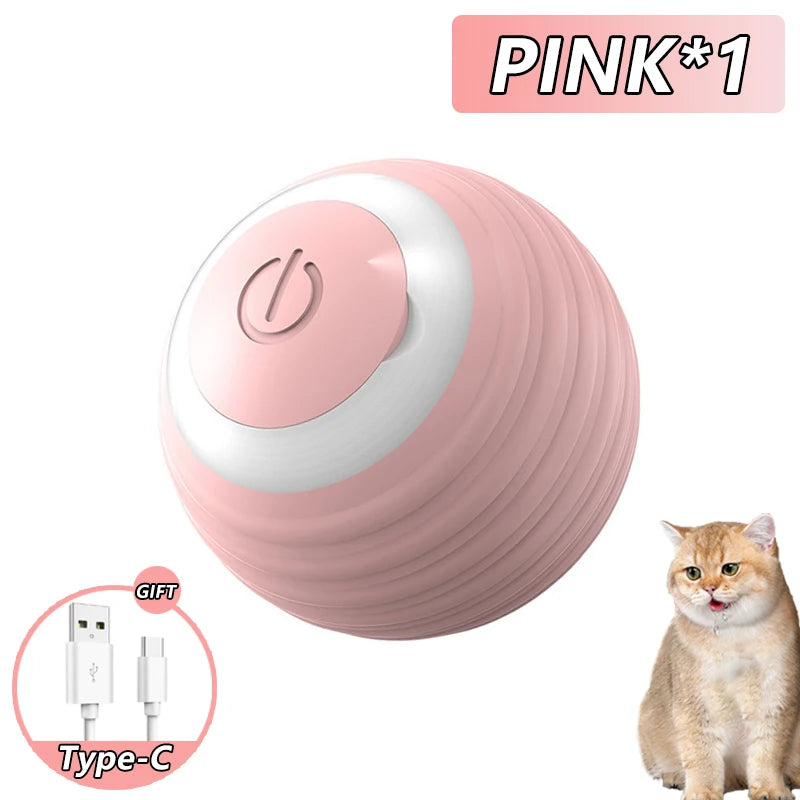 Cat Interactive Ball Toy Automatic Rolling Faux Tail Rechargeable Smart Pet Toy
