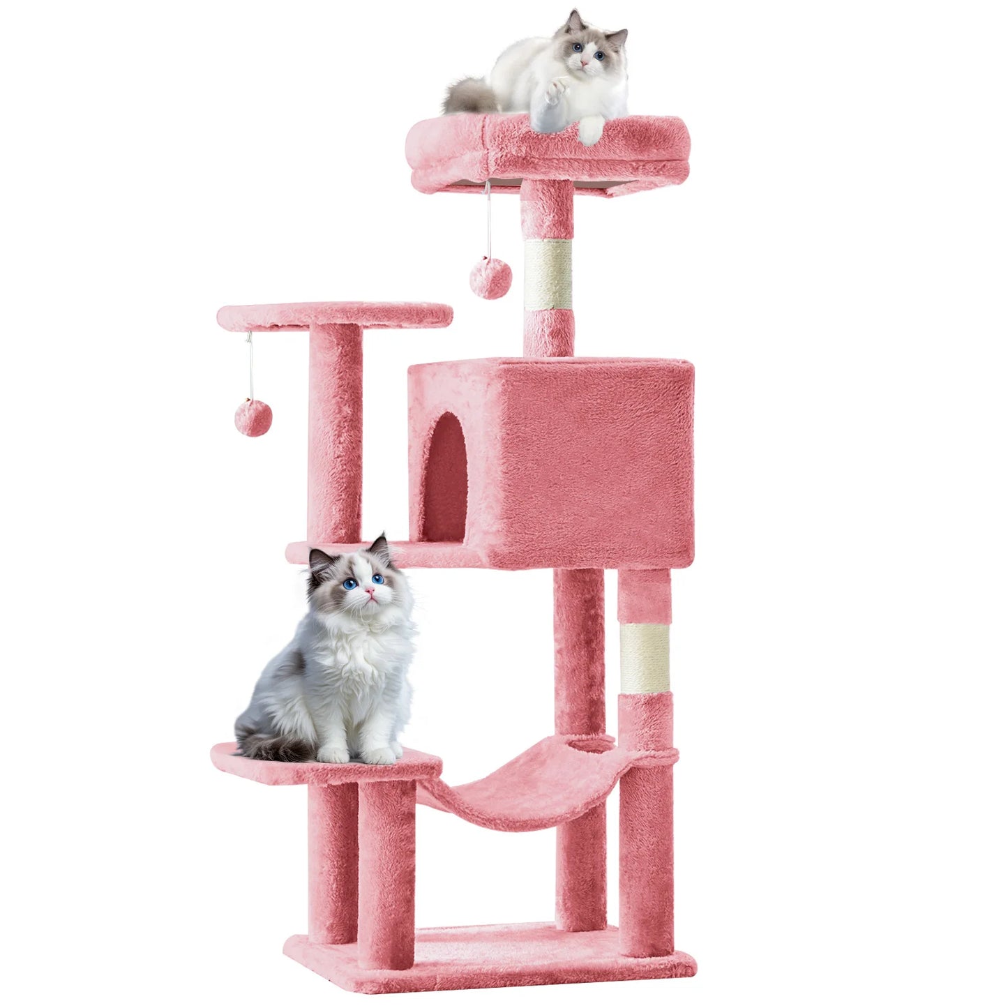 MCQ Cat Tree Tower Four Tier With Natural Sisal Scratching Posts For Indoor Cats