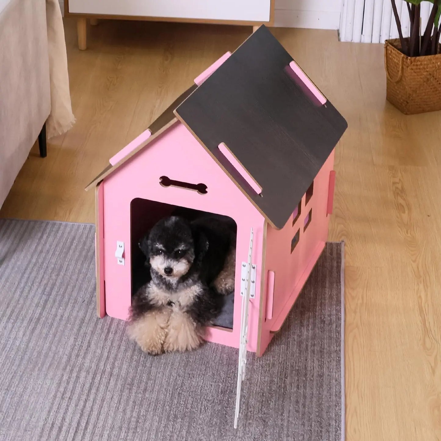 Cozy Wooden Indoor Pet House for Small Pets with Vents