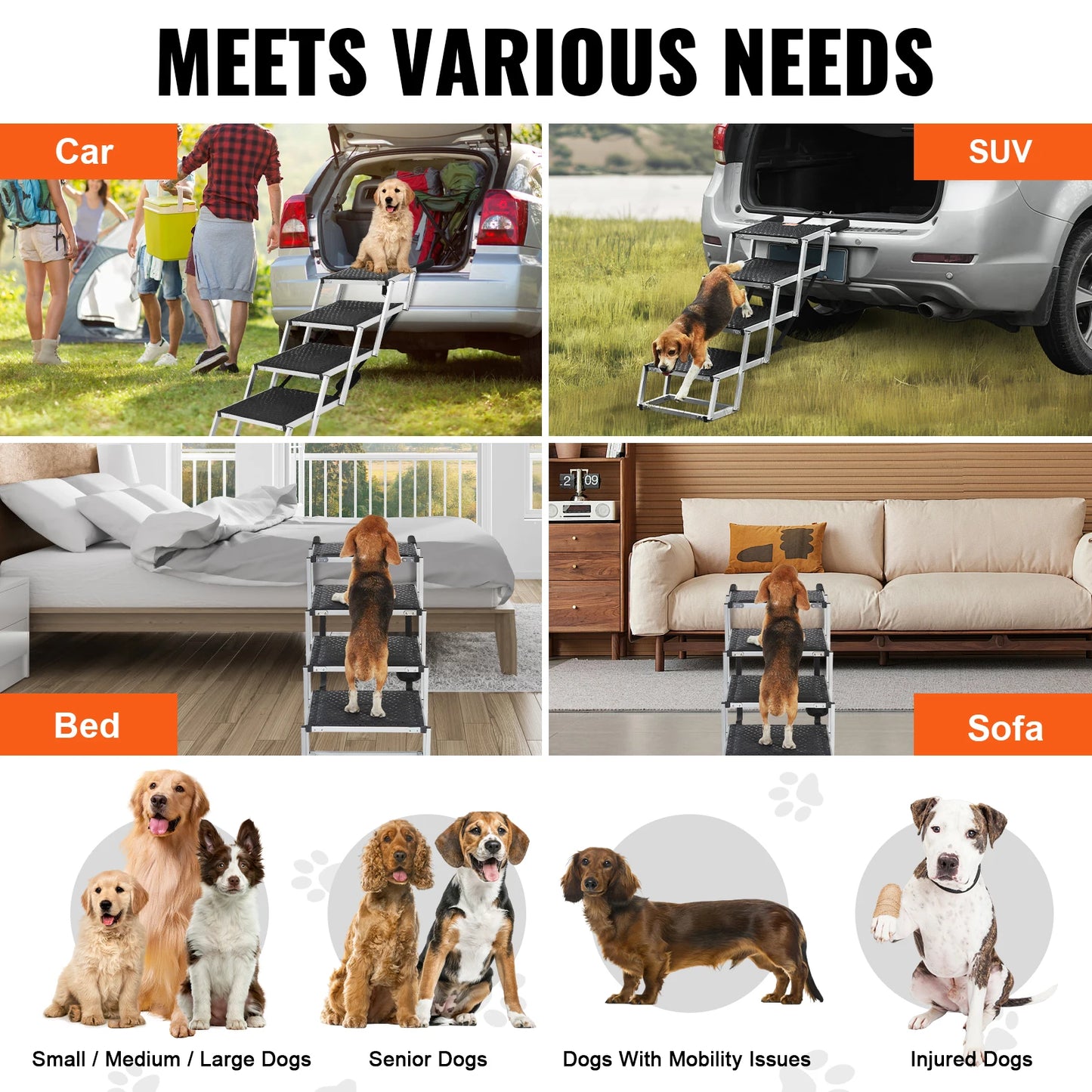 SucceBuy Lightweight Folding Aluminum Dog Car Steps