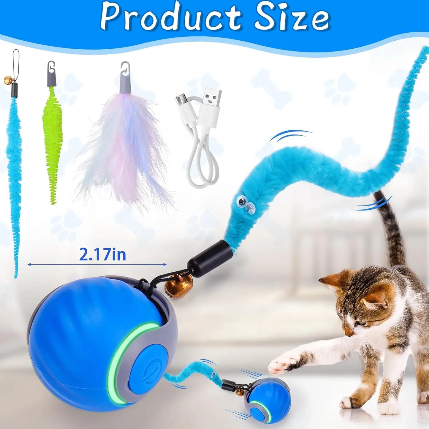 Interactive Cat Toy Ball Indoor Cats Three Tails Two Speeds