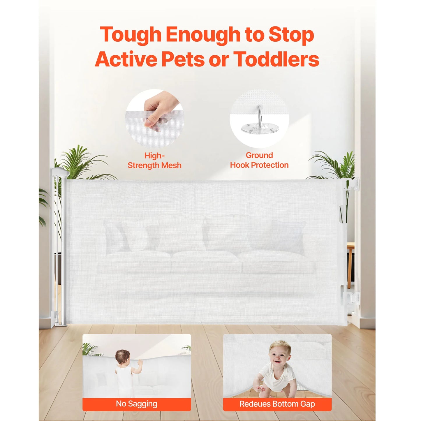 SucceBuy Retractable Baby Gate With Walk Through Safety Lock