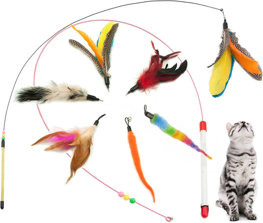 Feather Wire Wand Cat Toy With Replacement Pack