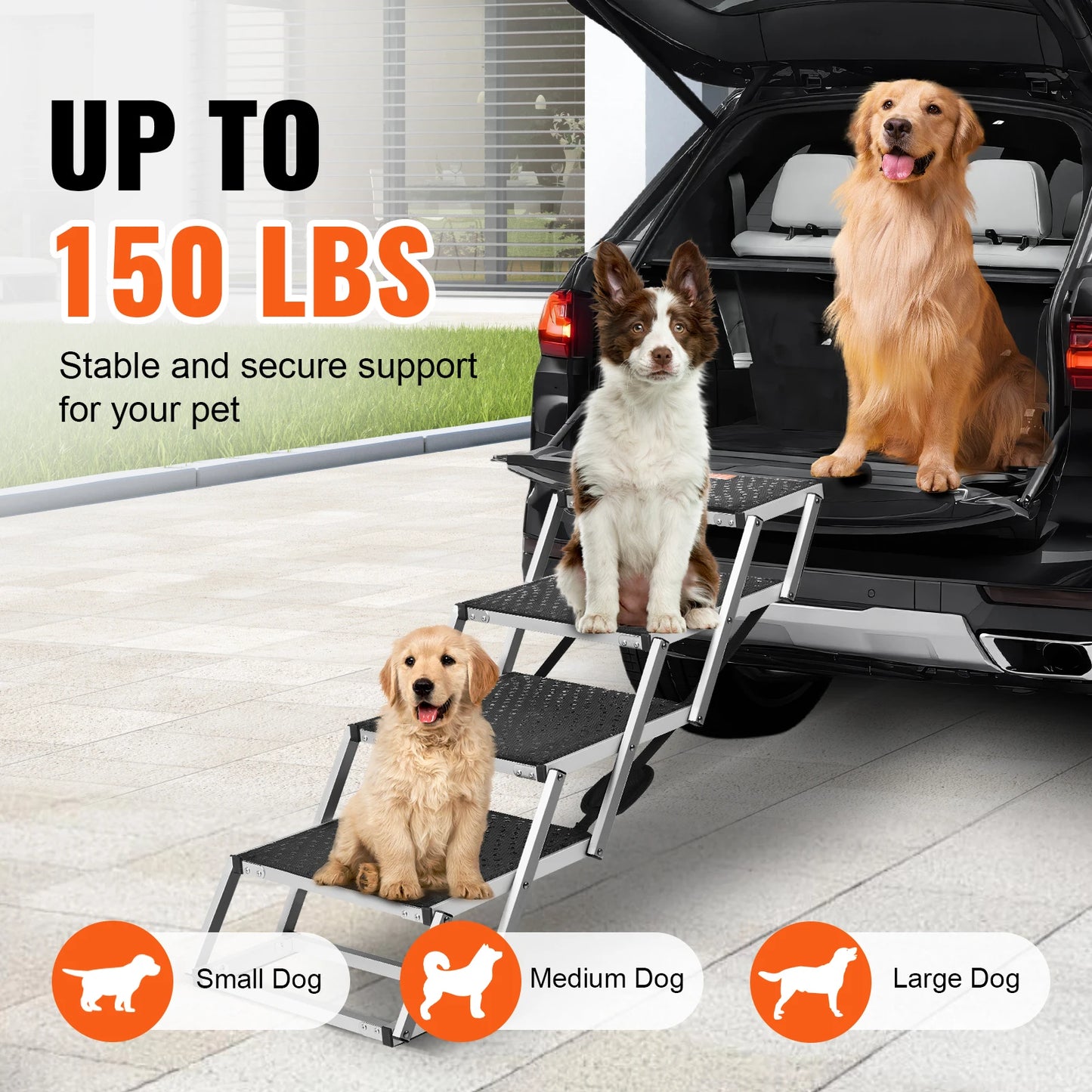 SucceBuy Lightweight Folding Aluminum Dog Car Steps