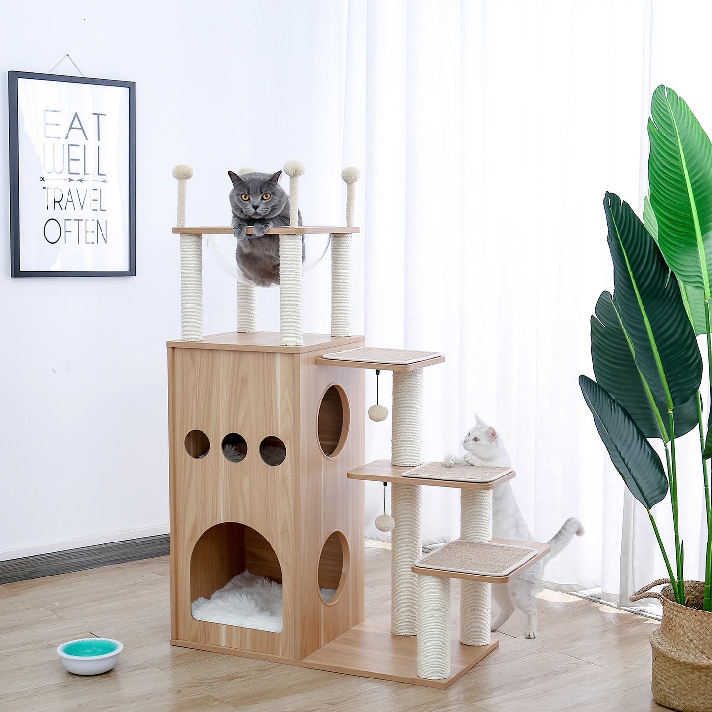 Pawz Multi Level Cat Tree With Scratching Posts And Hammock