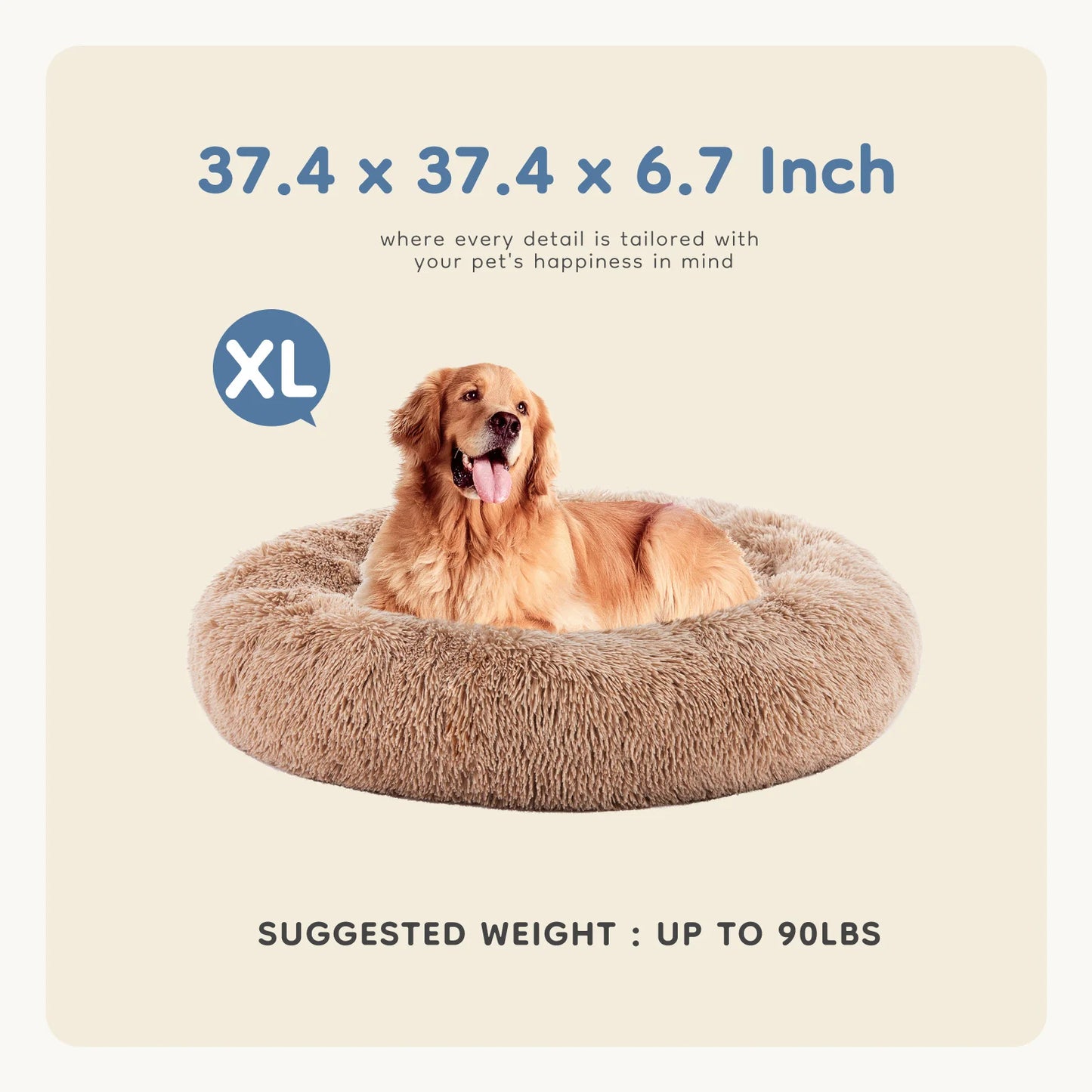 MCQ Round Faux Fur Orthopedic Dog Bed For Indoor Comfort