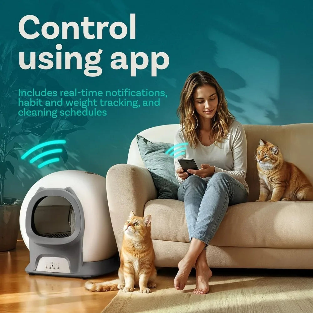 Self Cleaning Litter Box With Auto Safety Sensors For Cats